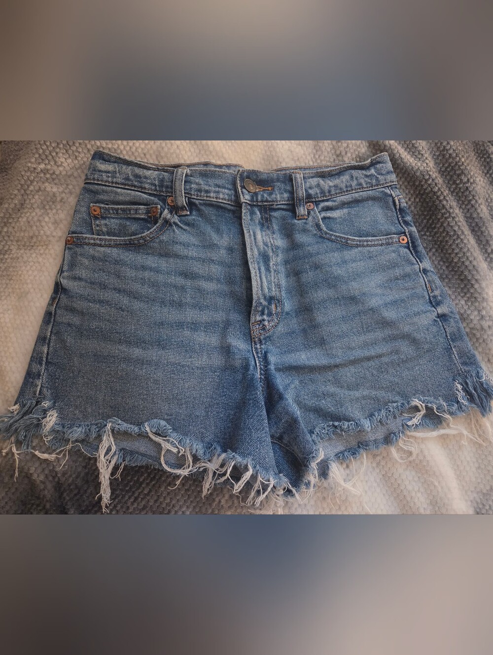 American Eagle Outfitters Light Blue Frayed Denim Shorts